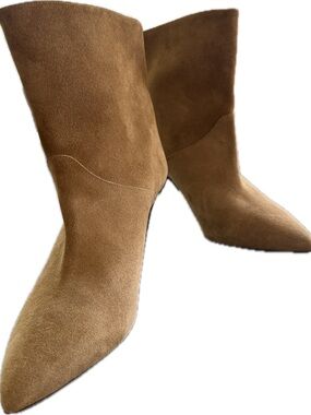 Isabel Marant Tan Suede Pointed-Toe Mid-Calf Boots